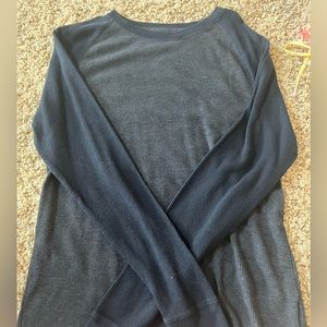 blue waffle knit shirt